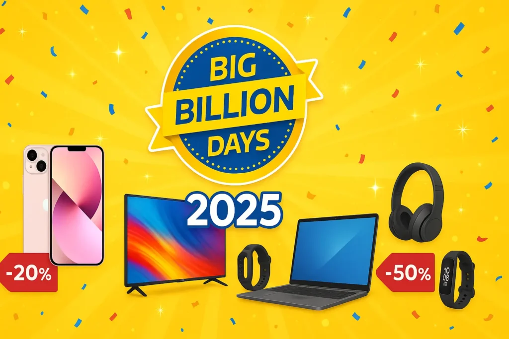 Flipkart Big Billion Days 2025: iPhone, TV & Gadget Deals You Can’t Miss 1 Flipkart Big Billion Days 2025 banner with festive discounts on iPhones, TVs, laptops, and gadgets.
