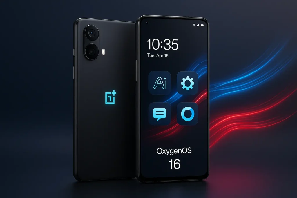 OnePlus OxygenOS 16 interface with AI-powered design on a modern smartphone